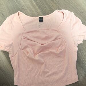 SHEIN Light Pink Ribbed Crop Top